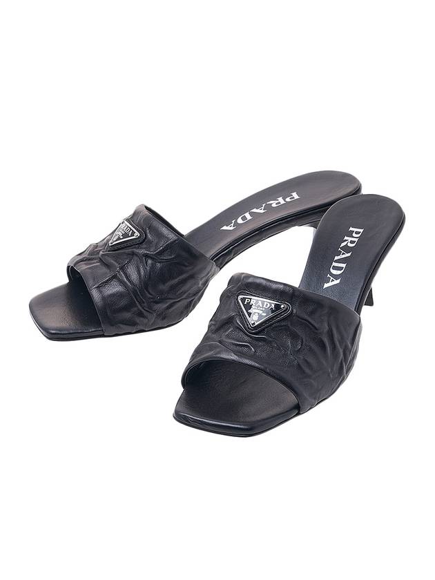 Triangle Logo Mule Sandals Black - PRADA - BALAAN 2