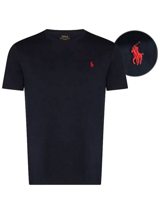 Men's Embroidered Pony Short Sleeve T-Shirt Navy - POLO RALPH LAUREN - BALAAN 3