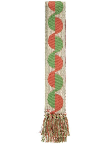 ivory orange green patterned scarf with fringes spring summer - VALENTINO - BALAAN 1