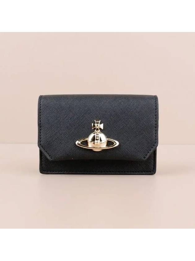 ORB Logo Saffiano Card Wallet Black - VIVIENNE WESTWOOD - BALAAN 2