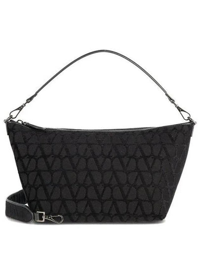 Iconographe Fabric Leather Shoulder Bag Black - VALENTINO - BALAAN 2