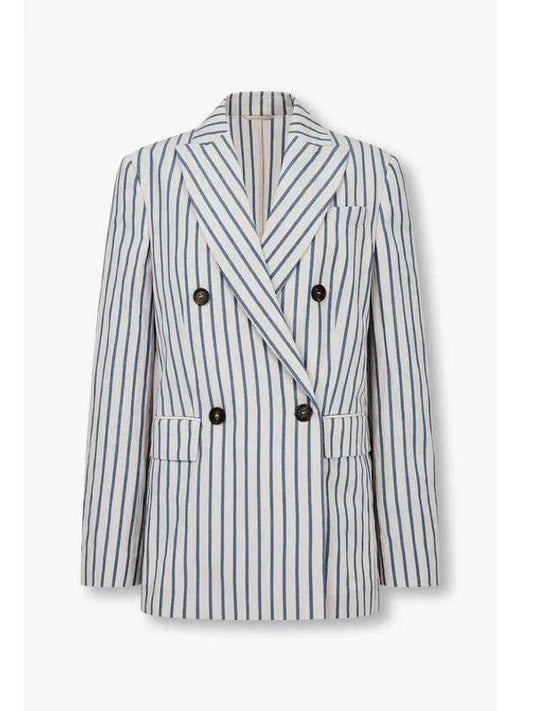 Women s Striped Pattern Double Jacket Gray - BRUNELLO CUCINELLI - BALAAN 1