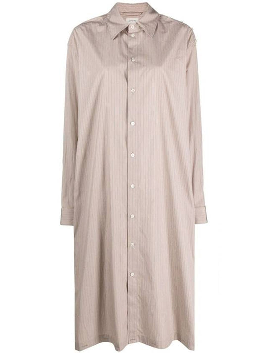 Women's Playful Striped Shirt Midi Dress Rose Beige - LEMAIRE - BALAAN 1