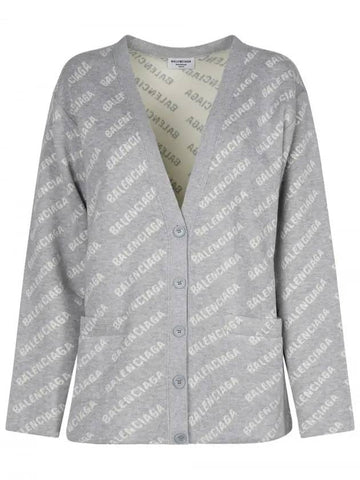 wool over logo pattern cardigan Grey - BALENCIAGA - BALAAN 1