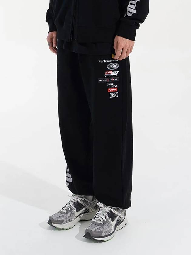 TELECOM LOGOS PANTS BLACK - NET SOCIAL CLUB - BALAAN 7