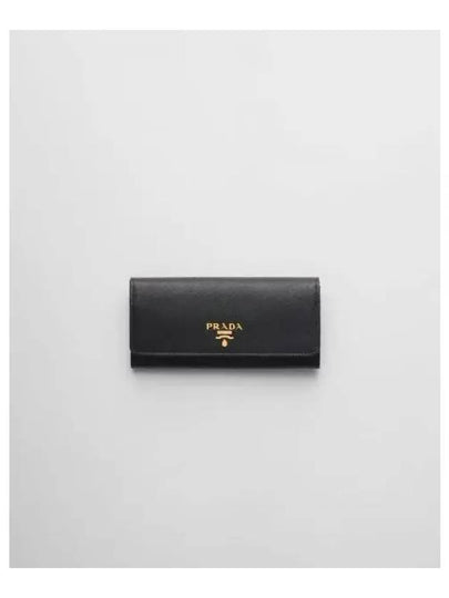 Metal Logo Saffiano Long Wallet Black - PRADA - BALAAN 2