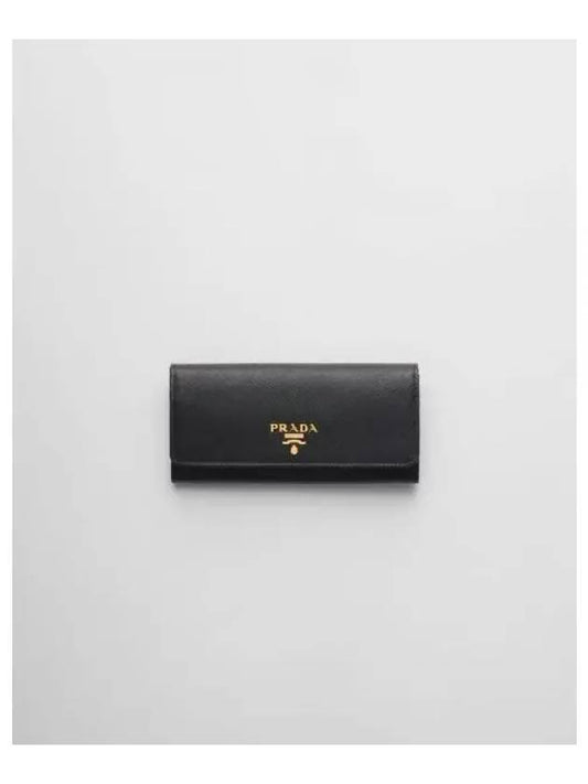 Metal Logo Saffiano Long Wallet Black - PRADA - BALAAN 2