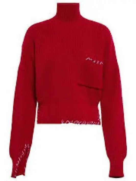 Stitch Unfinished Cut Wool Turtleneck Red - MARNI - BALAAN 2