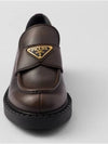 Triangle Logo Leather Loafers Chocolate - PRADA - BALAAN 7