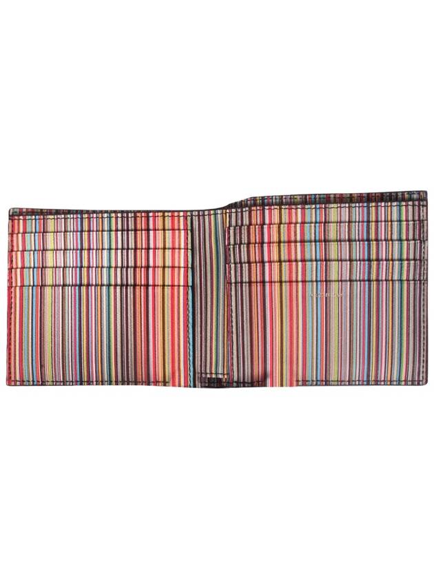 Men's Logo Signature Stripe Leather Half Wallet Black - PAUL SMITH - BALAAN 4