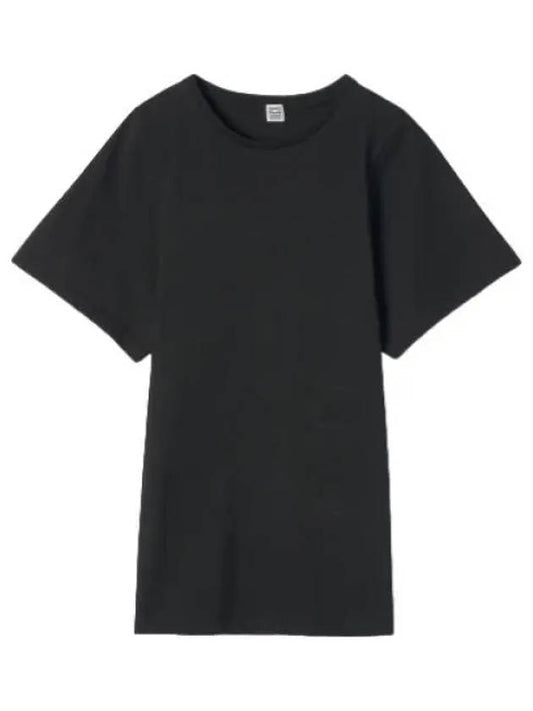 Curved seam short sleeve t shirt black - TOTEME - BALAAN 1