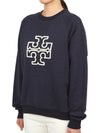 Logo Applique Sweatshirt Navy - TORY BURCH - BALAAN 3