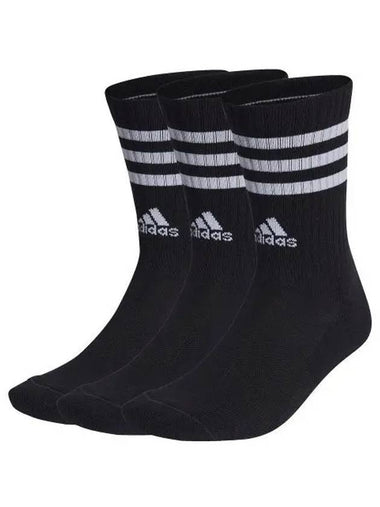 3 Stripes Cushioned Crew Socks Black - ADIDAS - BALAAN 1