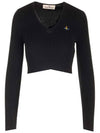 Bea Cropped V-Neck Knit Top Black - VIVIENNE WESTWOOD - BALAAN 1