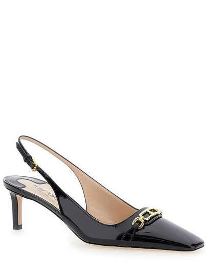 Black Slingback Pumps With T Logo Detail In Patent Leather Woman - TOM FORD - BALAAN 2