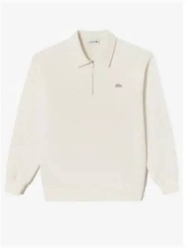 Men s Color Croc Collar Half Zip Up T Shirt Cream - LACOSTE - BALAAN 1