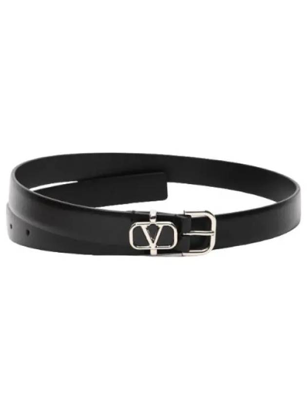 V Logo Leather Belt Black - VALENTINO - BALAAN 2