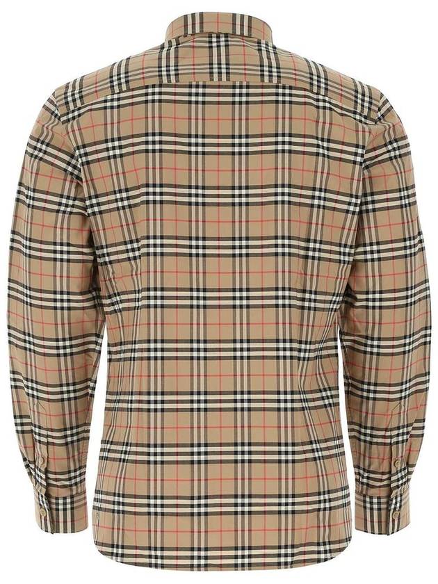 Small Scale Check Stretch Cotton Long Sleeve Shirt Beige - BURBERRY - BALAAN 3