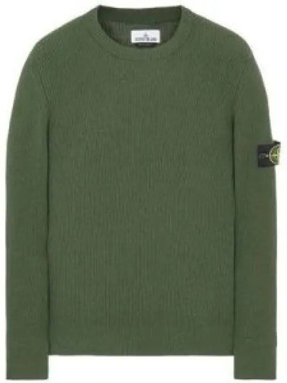 Crewneck Full Rib Wool Knit Top Khaki - STONE ISLAND - BALAAN 2