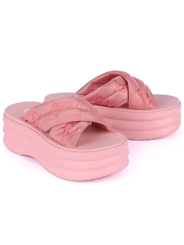 GG Platform Padded Nylon Slide Sandals Light Pink - GUCCI - BALAAN 2