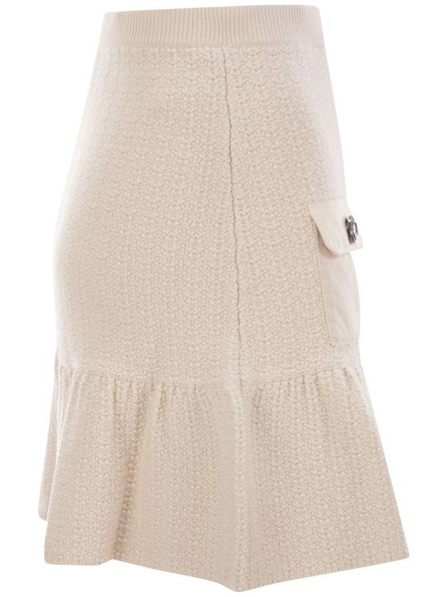 Bouclé wool miniskirt with technical sail cloth pockets - ELISABETTA FRANCHI - BALAAN 3