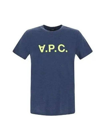 T shirt velvet logo short sleeve blue - A.P.C. - BALAAN 1