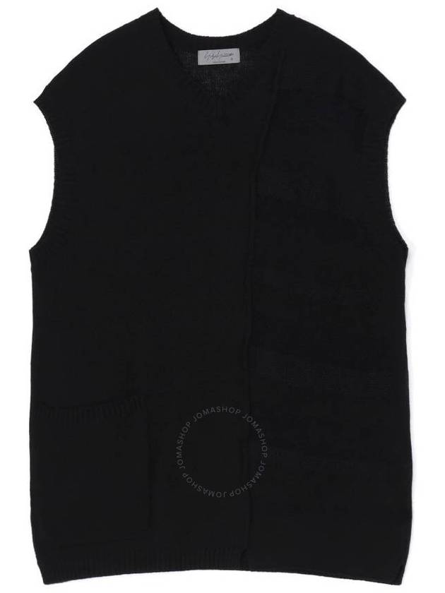 Yohji Yamamoto 7G Switch Border Switch V-Neck Vest, Brand Size 3 (Medium) - YOHJI YAMAMOTO - BALAAN 1