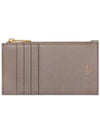 Essential Zipper Compact Grain Calfskin Card Wallet Pebble - CELINE - BALAAN 1