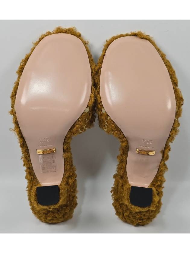 x Adidas Logo Women s Fur Sandals Heel 230 - GUCCI - BALAAN 6