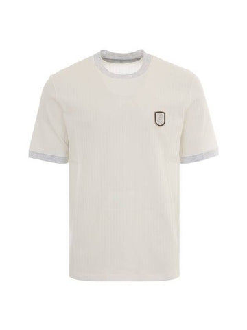 Applique Detail Rib Short Sleeve T-shirt White - BRUNELLO CUCINELLI - BALAAN 1