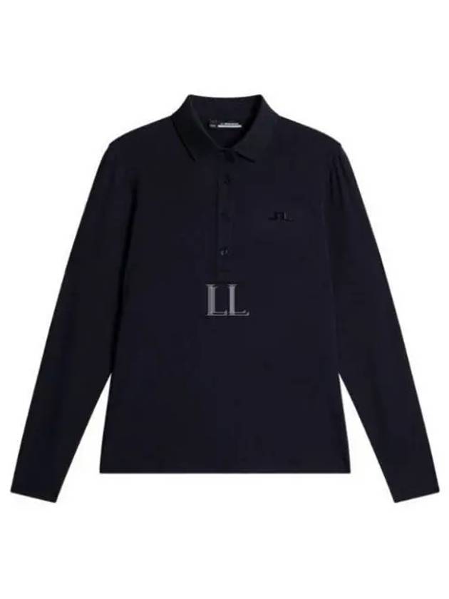 Flor Logo Polo Long Sleeve T-Shirt Navy Melange - J.LINDEBERG - BALAAN 2