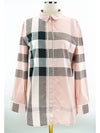 Women's Lace Cotton Check Long Sleeves Shirt Pink - BURBERRY - BALAAN 2