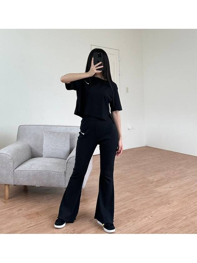 High Waist Rib Jersey Track Pants Black - NIKE - BALAAN 4