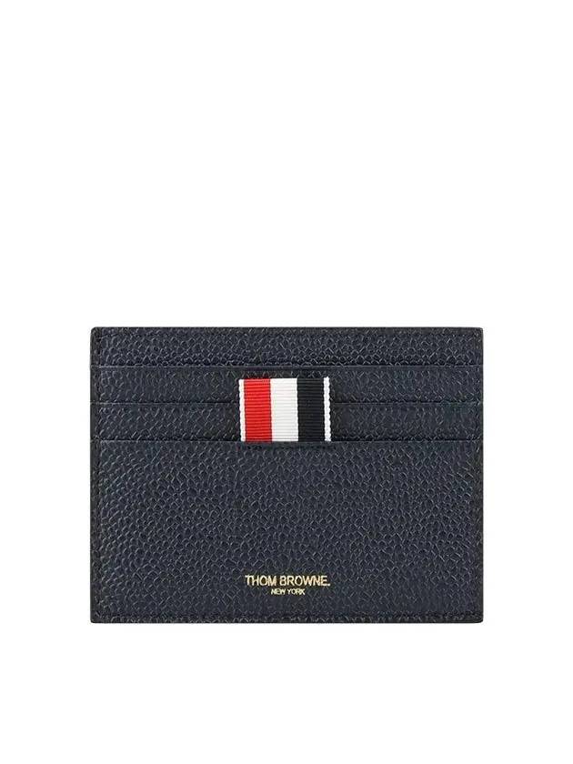 Pebble Grain Leather Stripe Note Compartment Card Wallet Navy - THOM BROWNE - BALAAN 3