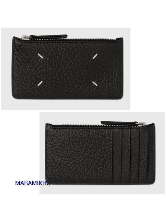 Stitched Zipper Long Card Wallet Black - MAISON MARGIELA - BALAAN.