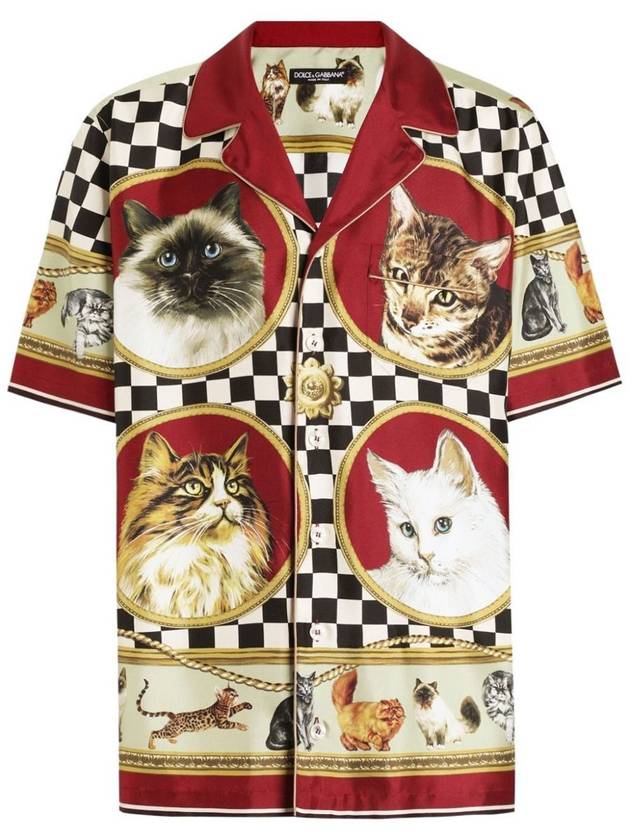 Dolce & Gabbana Cat Print Short Sleeved Silk Shirt Clothing - DOLCE&GABBANA - BALAAN 1