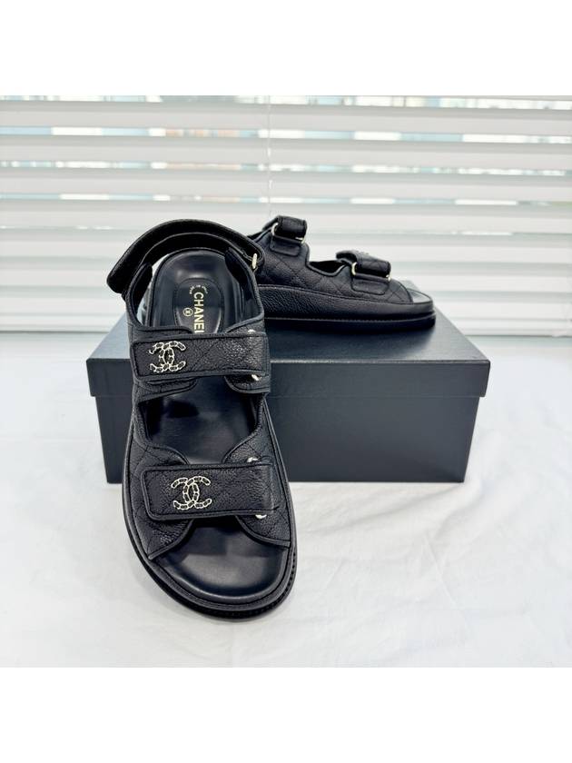 Women's CC Logo Velcro Sandals Gold Black - CHANEL - BALAAN 4