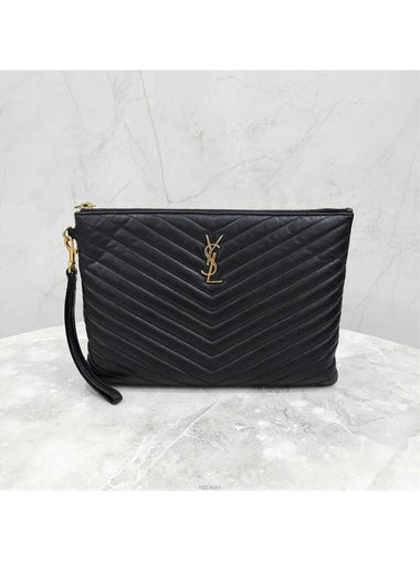 Lux You Matelasse leather strap clutch - SAINT LAURENT - BALAAN 1