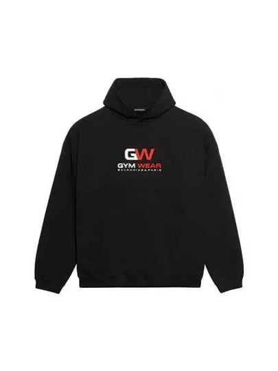 Gymwear Logo Print Cotton Hoodie Black - BALENCIAGA - BALAAN 2