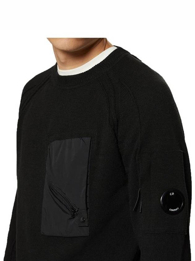 Lens Wappen Pocket Knit Top Black - CP COMPANY - BALAAN 4