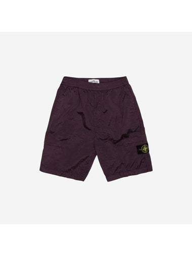 Men's Wappen Patch Nylon Shorts Dark Burgundy - STONE ISLAND - BALAAN 1