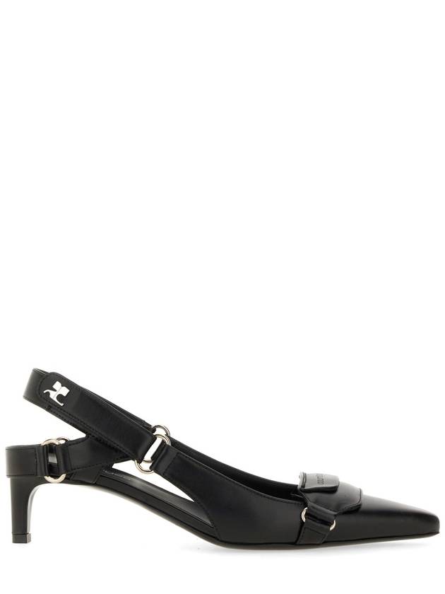 Racer Leather Slingback Heel Black - COURREGES - BALAAN 3