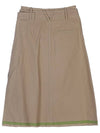 Stripe Detail Belt Cotton A-Line Skirt Beige - BOTTEGA VENETA - BALAAN.