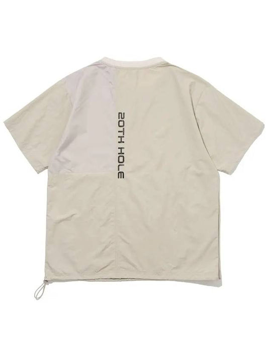 2ENIDUG Kangaroo Pocket Crew Neck Windbreaker Short Sleeve T-Shirt BEIGE - 20THHOLE - BALAAN 2