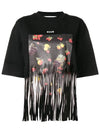 Fringe Fruit Print Short Sleeve T-Shirt Black - MSGM - BALAAN 3