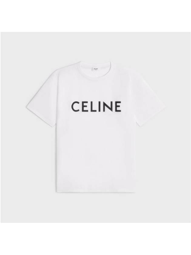 Cotton Jersey Loose Short Sleeve T-Shirt White - CELINE - BALAAN 2