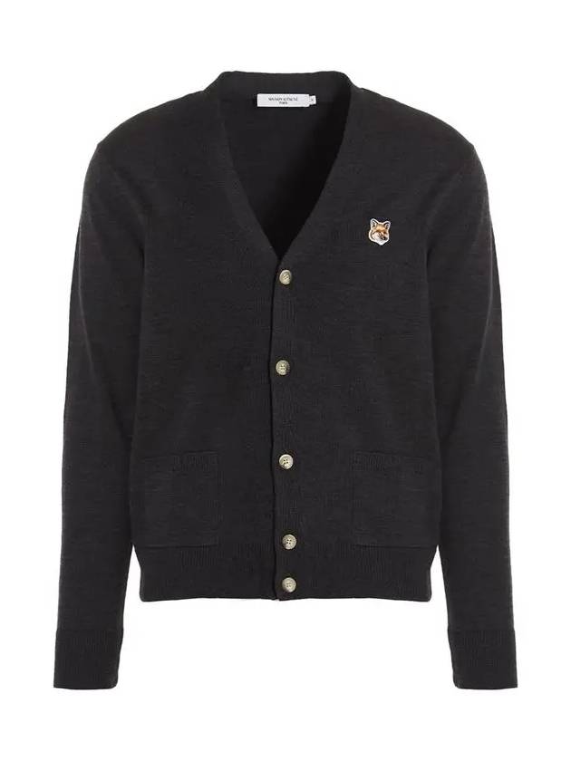 Fox Head Patch Classic Cardigan Anthracite - MAISON KITSUNE - BALAAN 3