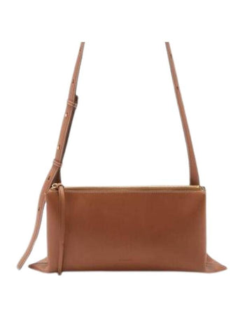 Empire Small Deboss Logo Leather Shoulder Bag Tan - JIL SANDER - BALAAN 1