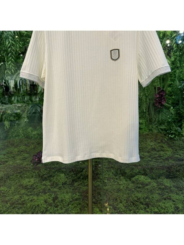 Applique Detail Rib Short Sleeve T-shirt White - BRUNELLO CUCINELLI - BALAAN 4