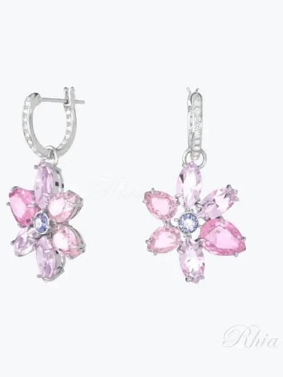 Gema Flower Drop Earrings Pink Silver - SWAROVSKI - BALAAN 2